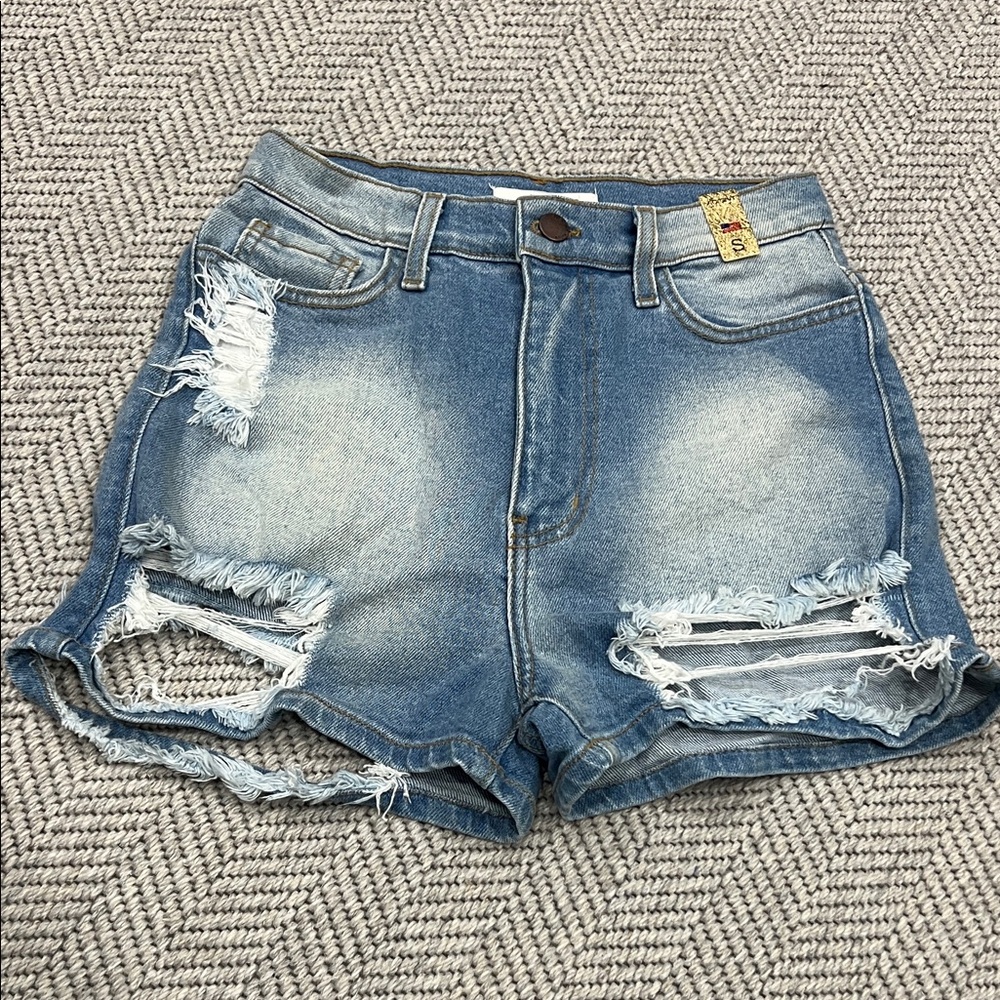 Vibrant Distressed Jean Shorts NWT